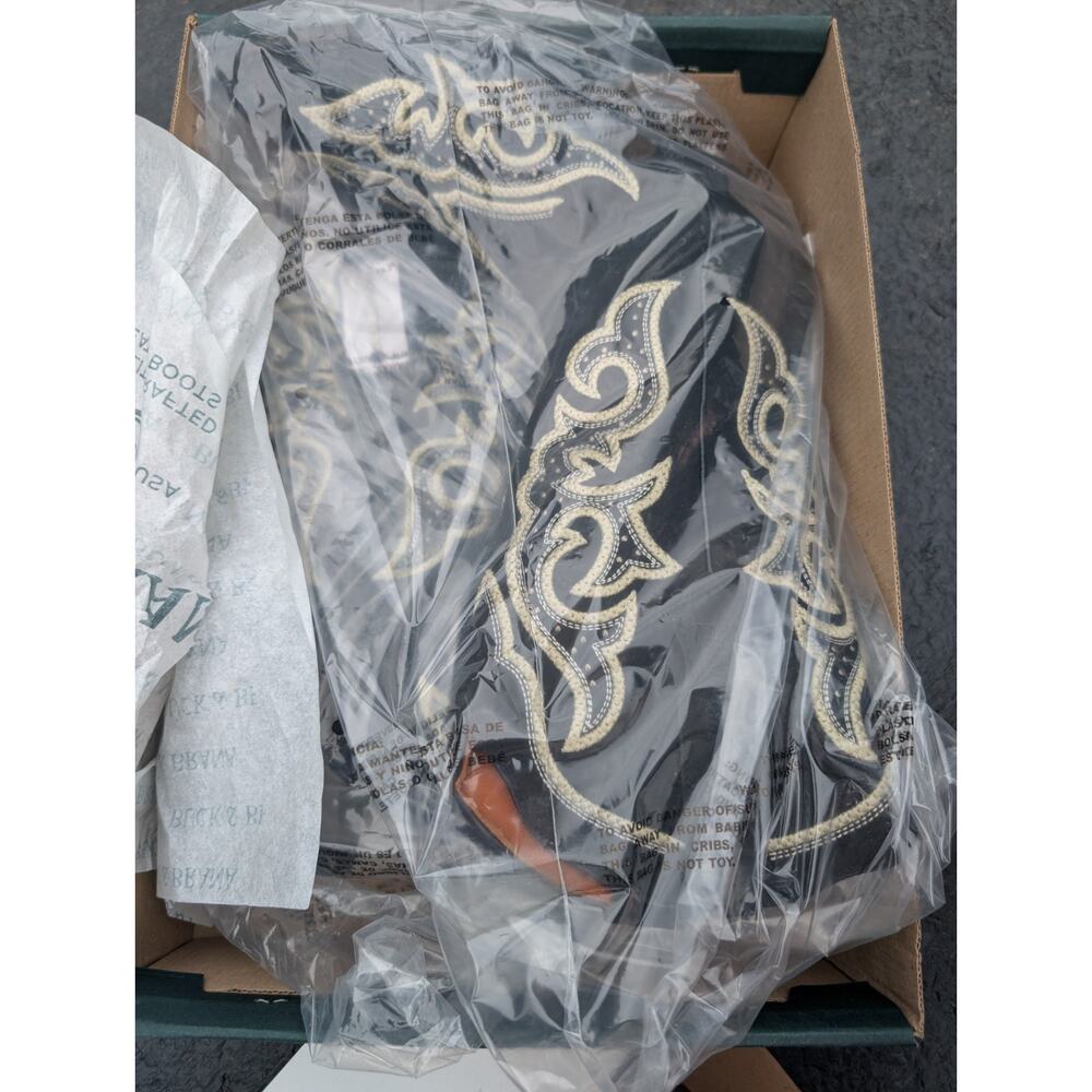 Buck & Brana Ginnger Western Boots Womens 8.5‎ Black Leather Embroidered Pull On - Picture 7 of 8